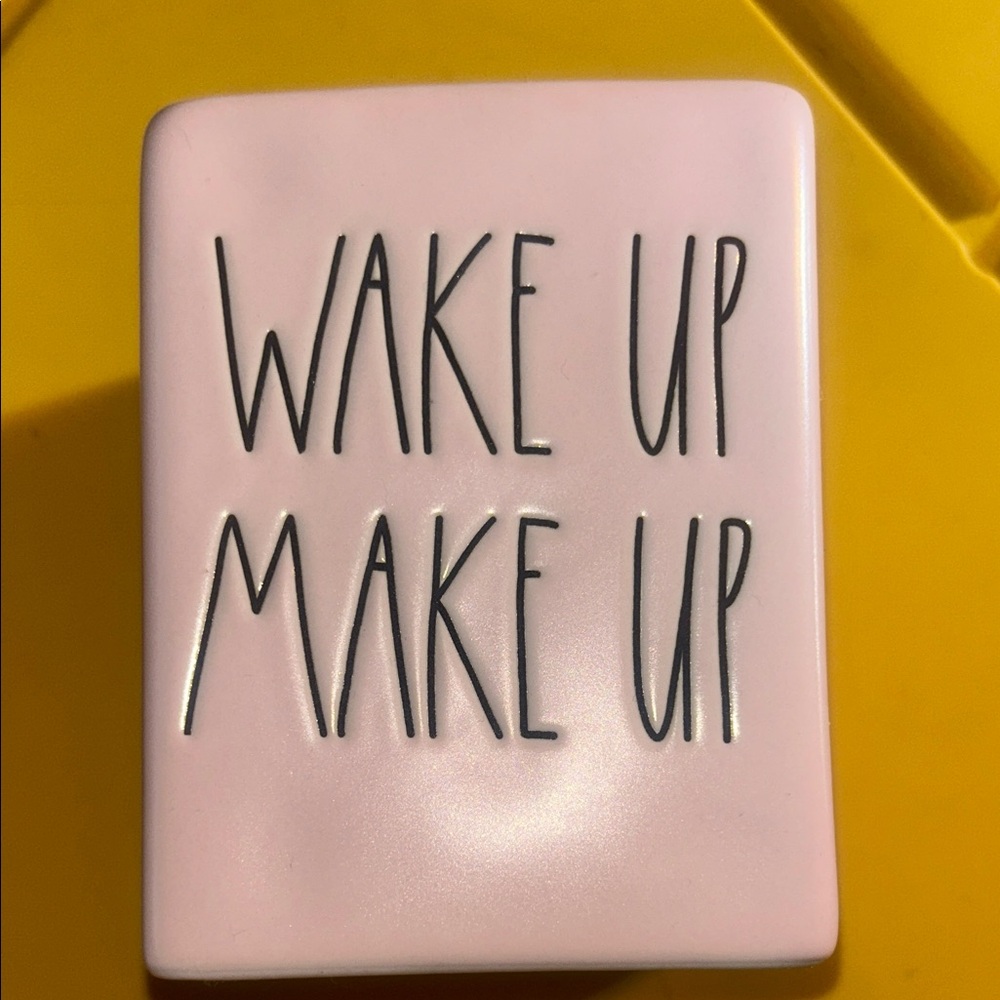 Rae Dunn Wake Up Makeup Pink Brush Holder